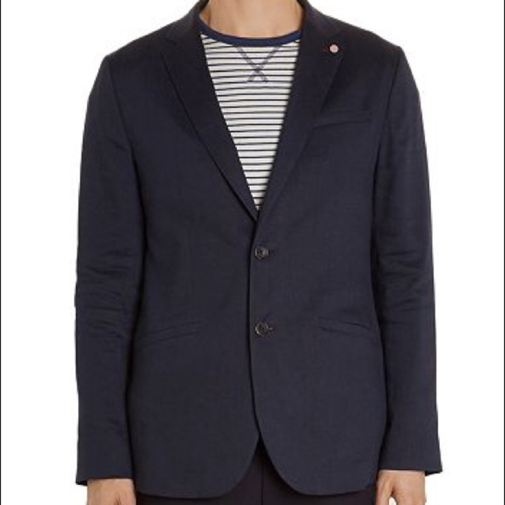 Ted Baker Jacket /Blazer. Size 3. M. Navy. Linen. Like NWOT.  Never worn Bluechi